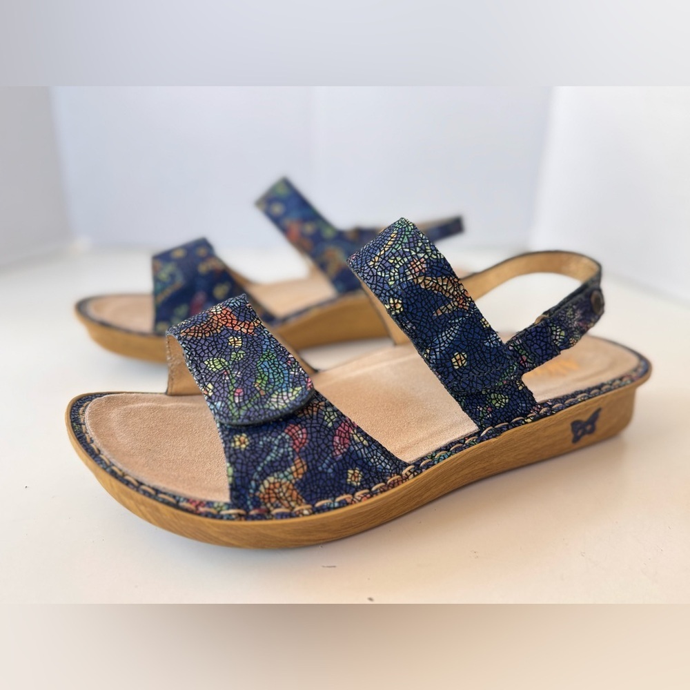 Alegria Verona Blue Birdland Mosaic Strappy Comfort Summer Sandals Size 41 - Picture 2 of 10